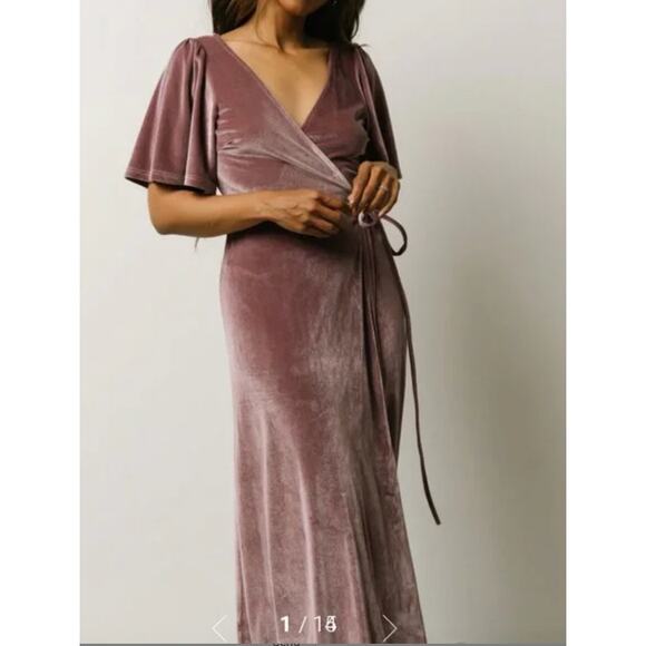 NWT Baltic Born Velvet Wrap Dress XS Mauve Pink Rose Taupe - Picture 1 of 11